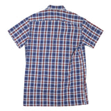 BREMO Mens Blue Red Check Shirt M Cotton Blend Casual Short Sleeve Button