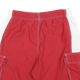 NIKE Mens Red & White Cargo Shorts M W30 Polyester Athletic Casual