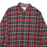 Mens Red & Grey Check Shirt L Cotton Long Sleeve Button Casual
