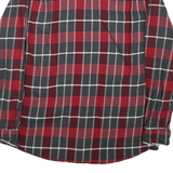 Mens Red & Grey Check Shirt L Cotton Long Sleeve Button Casual