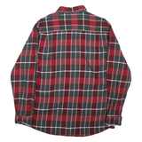 Mens Red & Grey Check Shirt L Cotton Long Sleeve Button Casual
