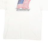 ANVIL Mens White USA Flag Graphic T-Shirt L Short Sleeve Crew Neck Cotton Blend