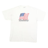 ANVIL Mens White USA Flag Graphic T-Shirt L Short Sleeve Crew Neck Cotton Blend