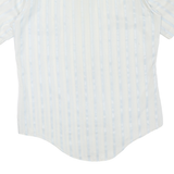 ARROW Mens White & Pale Blue Striped Shirt L Polyester Blend Summer Style