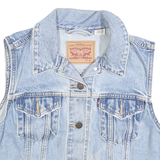 LEVI'S Womens Blue Denim Sleeveless Jacket M Cotton Button Closure Classic Fit