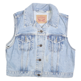 LEVI'S Womens Blue Denim Sleeveless Jacket M Cotton Button Closure Classic Fit