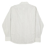 HUGO BOSS Mens White & Grey Patterned Shirt XL Lightweight Polyester Blend Smart