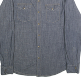 WRANGLER Mens Blue Indigo Cotton Blend Shirt L Casual Long Sleeve Button
