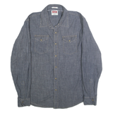 WRANGLER Mens Blue Indigo Cotton Blend Shirt L Casual Long Sleeve Button