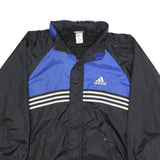 ADIDAS Mens Black & Blue Track Jacket L Synthetic Plain Zip Closure Sportswear
