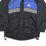 ADIDAS Mens Black & Blue Track Jacket L Synthetic Plain Zip Closure Sportswear