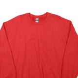 GILDAN Mens Red Crew Neck L Plain Cotton Blend Sweatshirt Pullover