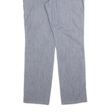 BENDMON Mens Cotton Blend Blue Pinstripe Regular Fit Straight Trousers W36 L33