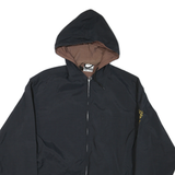 Mens Black & Brown Outdoor Jacket L Polyester Blend Woven Plain Hooded Zip