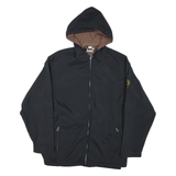 Mens Black & Brown Outdoor Jacket L Polyester Blend Woven Plain Hooded Zip