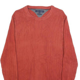 TOMMY HILFIGER Mens Red Patterned Cotton Jumper Crew Neck Basic Knit M Casual