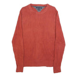 TOMMY HILFIGER Mens Red Patterned Cotton Jumper Crew Neck Basic Knit M Casual