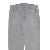 CARHARTT Mens Relaxed Cotton Blend Grey Workwear Trousers W36 L30 Durable Zip
