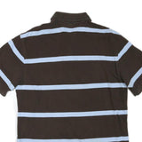TOMMY HILFIGER Mens Brown & Light Blue Striped Short Sleeve Polo Shirt XL Cotton