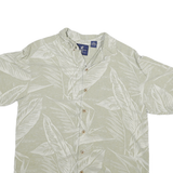 CARIBBEAN JOE Mens Beige Silk Tropical Print Shirt M Lightweight Summer Casual