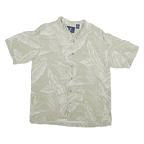CARIBBEAN JOE Mens Beige Silk Tropical Print Shirt M Lightweight Summer Casual