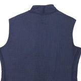Womens Blue Quilted Cotton Blend Jacket Sleeveless Button Up Stand-Up Collar S