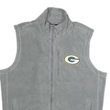 NFL Mens Grey Sleeveless Zip Jacket XL Polyester Plain Green Bay Packers Logo