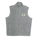 NFL Mens Grey Sleeveless Zip Jacket XL Polyester Plain Green Bay Packers Logo