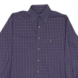 JUST CAVALLI Mens Purple & Black Check Shirt L Long Sleeve Button Down Cotton