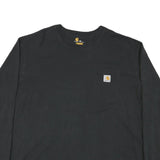 CARHARTT Mens Black Long Sleeve Crew Neck Pocket T-Shirt 2XL Cotton Blend