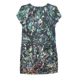 PETER PILOTTO Womens Blue & Green Floral Silk Mini Dress UK 8 Short Sleeve Scoop