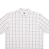 NAUTICA Mens White & Pink Checked Cotton Shirt XL Button Collar Casual Summer