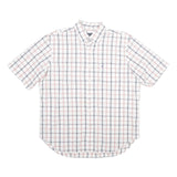 NAUTICA Mens White & Pink Checked Cotton Shirt XL Button Collar Casual Summer