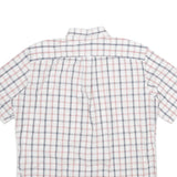 NAUTICA Mens White & Pink Checked Cotton Shirt XL Button Collar Casual Summer