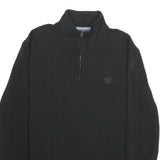 CHAPS Mens Black 1/4 Zip Sweatshirt M Cotton Blend Casual Pullover