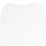 MANGO Womens White Plain Long Sleeve Crew Neck T-Shirt XL Cotton Blend