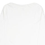 MANGO Womens White Plain Long Sleeve Crew Neck T-Shirt XL Cotton Blend