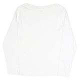 MANGO Womens White Plain Long Sleeve Crew Neck T-Shirt XL Cotton Blend