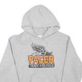 GILDAN Mens Grey Pacer Track And Field Pullover Hoodie S Athletic Print