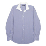 TOMMY HILFIGER Mens Blue & White Checked Shirt L Classic Fit Cotton Button