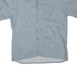 CAMPIA Mens Blue Shirt L Button Front Cotton Blend Hawaiian Style Summer