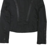 ZARA WOMAN Womens Black Button Cotton Blend Tailored Jacket M Plain Stylish