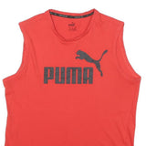 PUMA Mens Red Sleeveless Crew Neck Logo Print T-Shirt M Athletic Cotton Blend