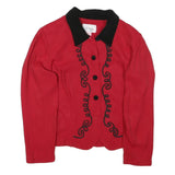 D S SUMMER Womens Red & Black Shirt Long Sleeve Collared M Button Front