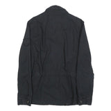 SCHOTT Mens Black Zip Cotton Military Jacket S Plain Vintage Style Tactical