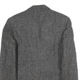 Mens Grey Cotton Blend Classic Tailored Jacket L Check Pattern Button Closure