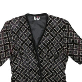 BIS Womens Black Polyester Blend Geometric Pattern Jacket XXS Button Closure