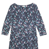 WHITE STUFF Womens Blue Day Jersey Geometric 3/4 Sleeve Knee Length UK 8 Dress