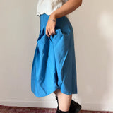 Unbranded Midi Pleated Skirt - 27W UK 8 Blue Polyester Blend
