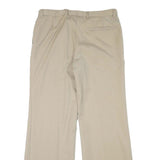 Mens Relaxed Fit Beige Trousers W32 L30 Polyester Blend Zip Closure